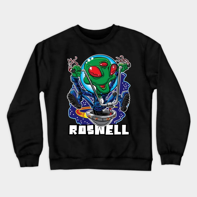 Roswell Alien UFO with Handlebars Crewneck Sweatshirt by eShirtLabs